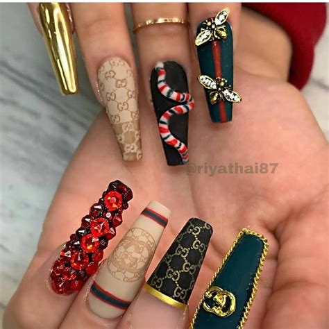 gucci sticker for nails|Gucci nails with diamonds.